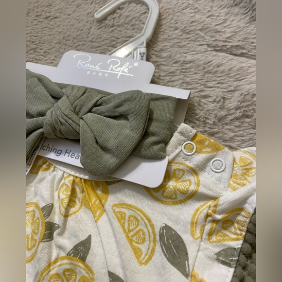NWT Rene Rofe Boutique Baby Lemon Patterned Dress Set - Picture 2 of 7